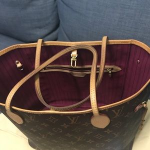 🛑SOLD🛑LV Neverfull MM with fuchsia interior